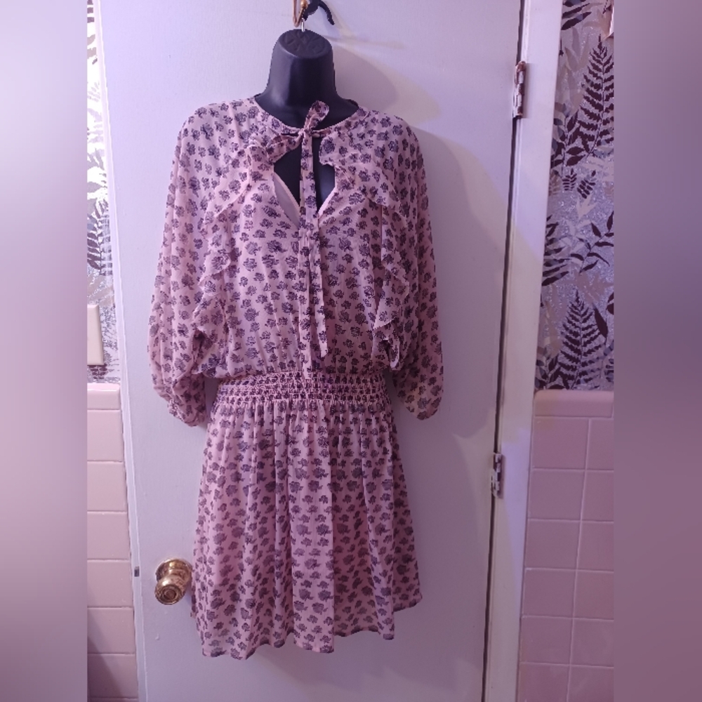 Rebecca Minkoff Shadow Mini Dress Hydrangea Pink Color Size M